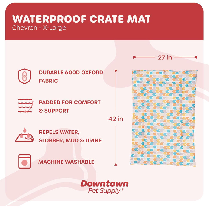 Підкладка для переноски для собак Downtown Pet Supply, 73,7 x 50,8 см, водовідштовхувальна, Ripstop Nylon, міцна та придатна для прання в машині, розмір M (Chevron, L 3 x B 3 x H 3 см)