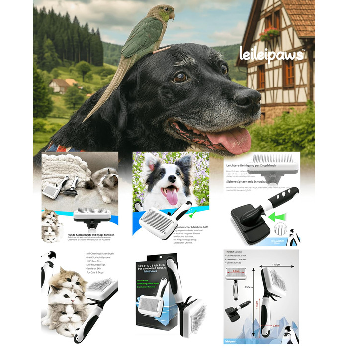 Щітка для собак та котів - самоочисна Slicker, проти випадання шерсті та ковтунів