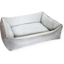М'яке ліжко для собак Teo 120x100 см, сіре - знімний чохол, кошик для собак середніх порід