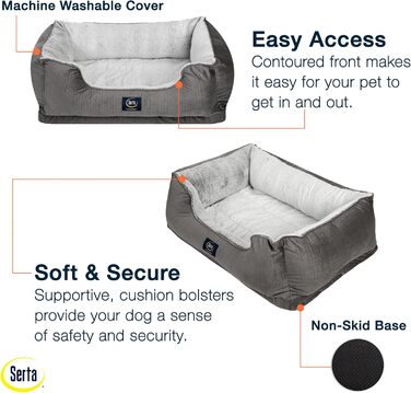 Ортопедичне ліжко для собак Serta Cuddler, сірий колір (велике), 86 x 63 x 25 см