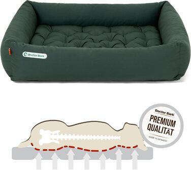 Ортопедичне ліжко для собак Doctor Bark - велике (XL, 100x90 см, зелене) з м'якою підстилкою, миється до 95°C, гігієнічне