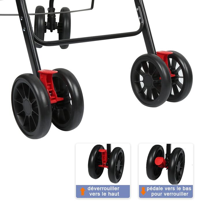 Дитяча коляска для собак та котів Homewell, складана, до 20 кг, з сумкою та підсклянником (Чорний)