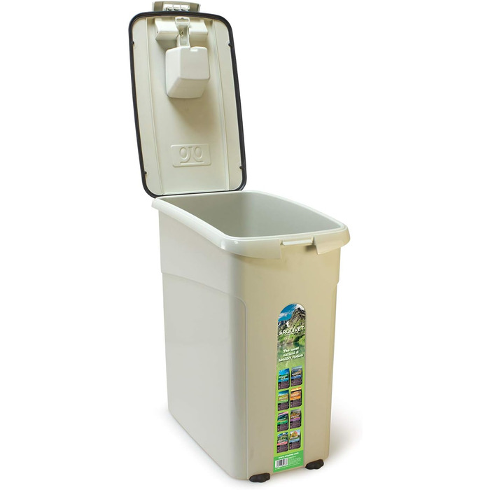 Контейнер для корму Arquivet для собак та котів на колесах, герметичний, великий об'єм 20 кг/54 літри, розміри 29 x 53 x 54,5 см, для великих тварин