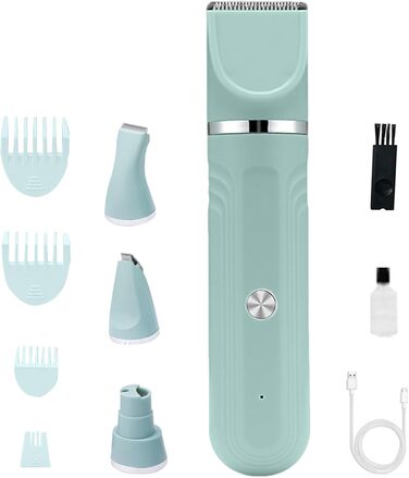 Триммер для собак - набір для догляду за шерстю 4-в-1, акумуляторний, регульовані ножиці для цуценят, зелений