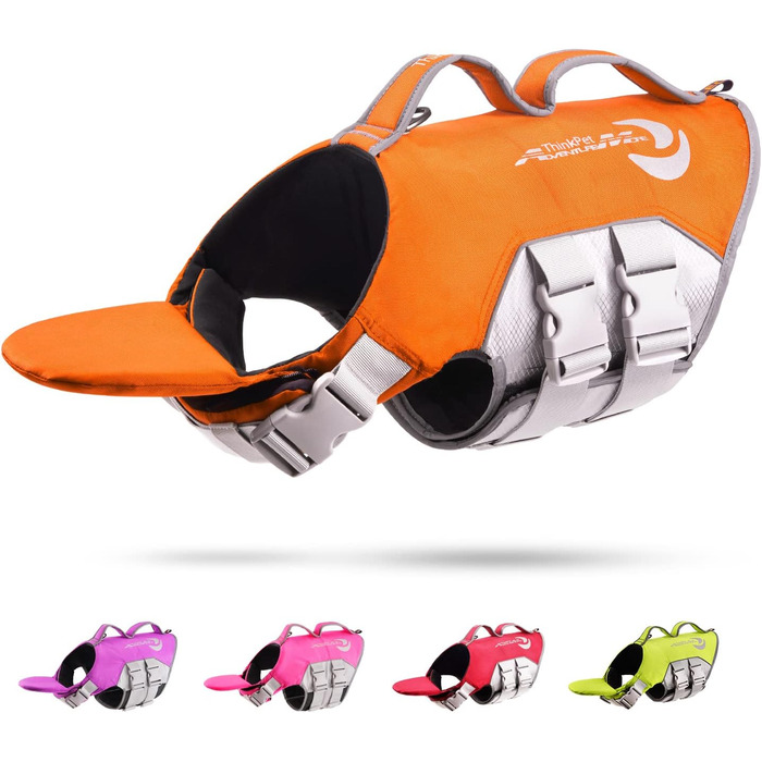 Жилет рятувальний для собак ThinkPet, помаранчевий, розмір L, з регулюванням та світловідбиваючими елементами