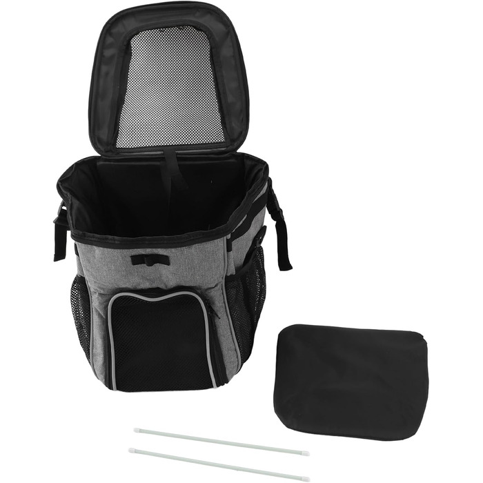 Корзина для собак на велосипед, рюкзак для домашніх тварин та автокрісло для цуценят. Підходить для піших прогулянок, велопоїздок, кемпінгу. М'яка, розширювана, складана, для ролерів, електровелосипедів, велотримачів. Також підходить для котів. Колір: сір