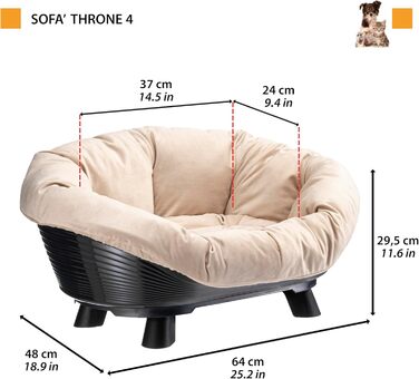 Підвищене ліжко для собак та котів Ferplast Throne, 64 x 48 x 29,5 см, біле, з подушкою, миється, антиковзаюче