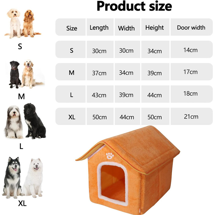 Будинок для собак та котів Galatée: теплий, м'який, з плюшу (XL, помаранчевий)