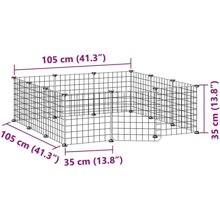 Клітка для тварин vidaXL з дверцятами, 12 шт., чорна, 35x35 см, сталева, для дрібних тварин