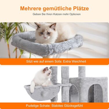 Котячий будиночок Heybly з котячою щіткою, котячий будиночок для домашніх котів з м'якою оксамитовою стійкою, котячий кігтеточки з кошиком, дряпалкою та кігтеточкою, HCT005SG (світло-сірий)