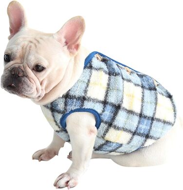 Теплий флісовий теплий одяг для собак великих порід, таких як Французький бульдог, Коргі, Мопс, Бульдог, Бультер'єр, Шіба та інші - зимова куртка, колір блакитний, розмір L: обхват грудей 58-64 см, блакитний