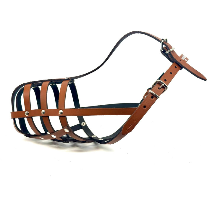 Шкіряна нашоломка для Бультер'єрів та собак з короткою мордою L&J Pets (BT0, Natural)