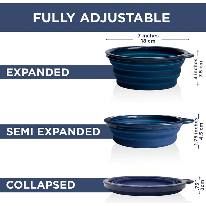 Складані миски для собак Bonza, 2 шт., 1200 мл, сумка, морська хвиля