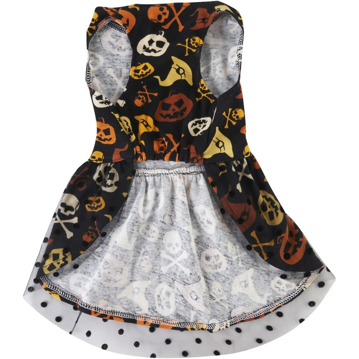 Костюм для собак на Хелловін: чорний череп з тюлевою спідницею, розмір L
