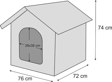 Лежак-будка для собак і котів PillowPrim XXXL 76x72 см, коричневий з лапками
