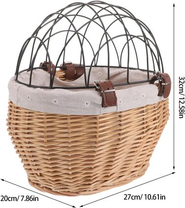 Mikinona Тримач для собак і котів на велосипед, ручної роботи з лози, з ременями, для переднього кріплення