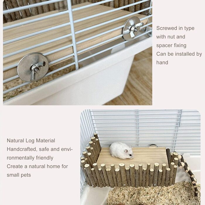 Платформа для хом'яків HERCHR з дерева, мостик, іграшка для гризунів з огорожею, підходить для цукрових поссумов та золотих ведмедиків
