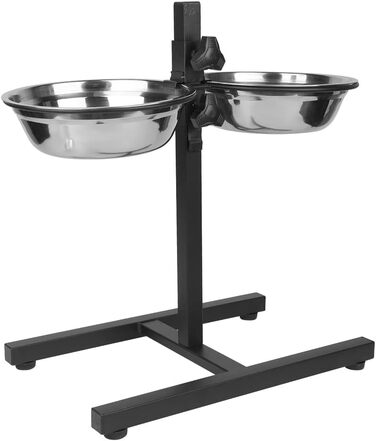 Підвищений годівниця для собак та котів 2-в-1, 4 регульовані висоти, підставка Anti-Slip з нержавіючої сталі, для всіх порід (1-2 миски)