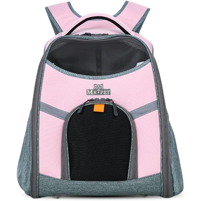 PETCUTE Рюкзак для тварин, рюкзак для собак, дихаючий та складаний рюкзак для котів з внутрішньою страховою стропою, світловідбиваючими смугами, рюкзак для собак з виймальною підстилкою, до 8 кг (Рожевий)