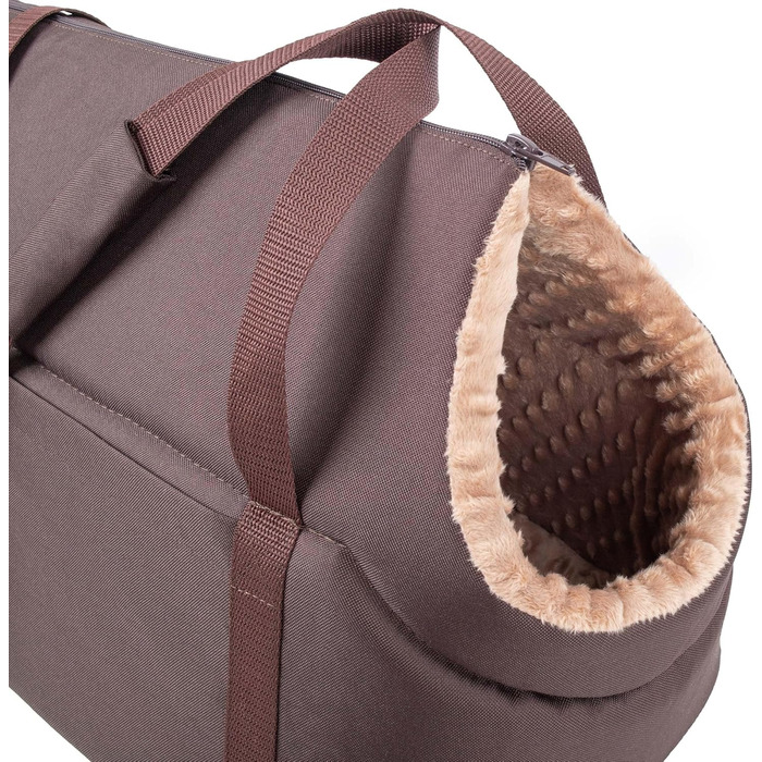 Сумка-переноска для собак та котів, L, 42x29x33 см, Колір: Бежево-коричневий, Матеріал: Minky