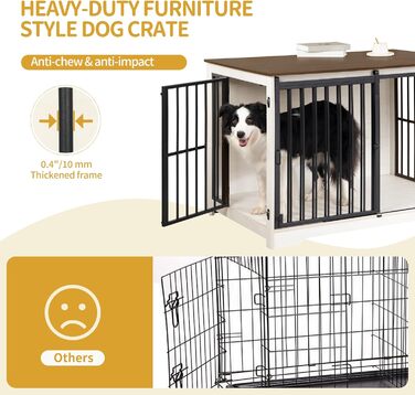 Будиночок для собаки Hzuaneri 100 см з дверцятами, дерев'яний, для дому, біло-коричневий