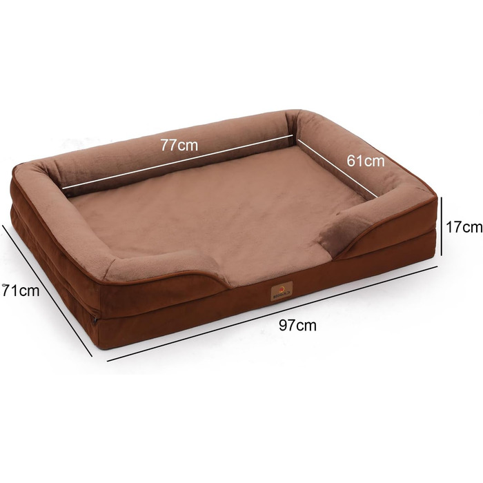 Ортопедичне ліжко для собак великих порід, ергономічне собаче ліжко з піною у формі яйця, водонепроникне, неслизьке, 89x63 см, світло-сірий колір (89x63x17 см)