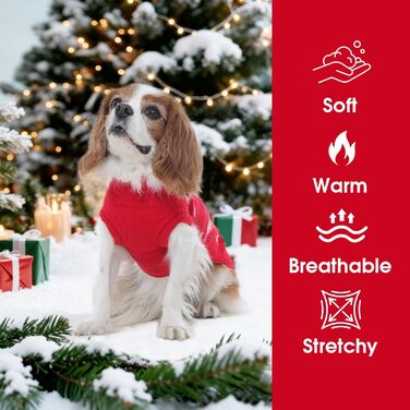 Святочний светр для собак IDOMIK з оленем та собакою, теплий в'язаний светр з отвором для шлейки, червоний, X-Large, для хлопчиків та дівчаток