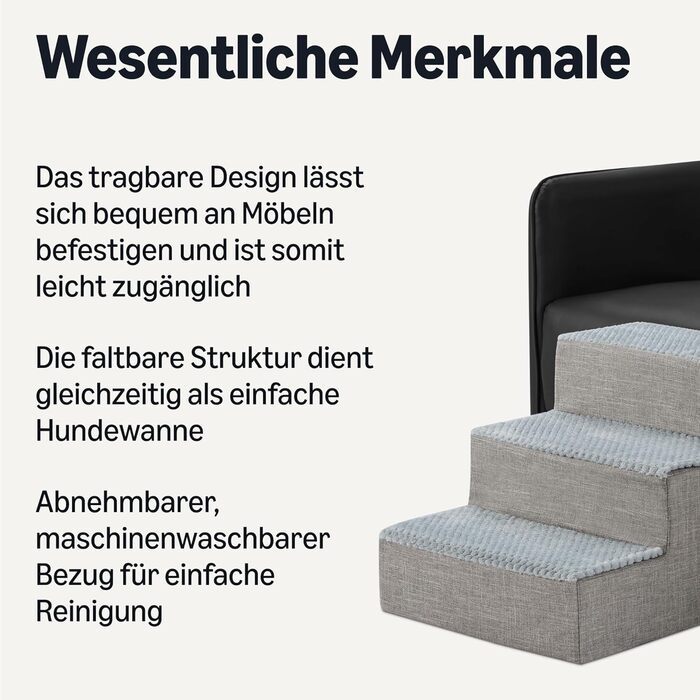 Сходинки для собак Amazon Basics: сірі, 3 сходинки, для диванів та ліжок