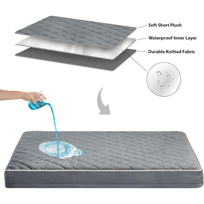 Ортопедичне ліжко для собак середнього розміру WNPETHOME, велике водонепроникне ліжко для собак з знімним, пральним чохлом та антиковзною основою, багатониткове стежне шиття, ліжко для домашніх тварин XL