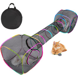 Туннель для котів Outdoor, складаний вольєр для тварин, портативний ігровий тунель, вольєр для цуценят, вольєр для котів, вольєр для собак, для внутрішнього та зовнішнього використання, з 2 іграшками-мишками