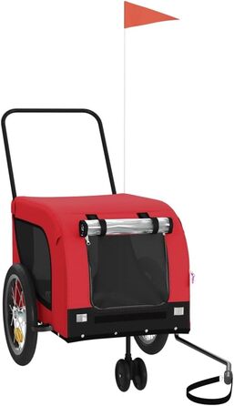 Причіп для собак Fasba: велосипедний причіп для тварин з відбивачами, прапором, червоно-чорний, оксфордська тканина та метал