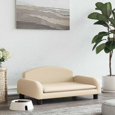 Крісло-ліжко для собак, м'яке ліжко для собак, лежанка для тварин, лежанка для котів, кремовий колір, 70 x 45 x 30 см