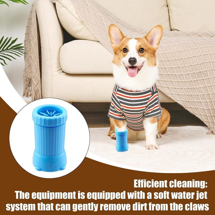 Автоматичний мийник лап для собак Kustimantu, електричний | Для догляду за шерстю котів та собак, USB, портативний, акумуляторний (блакитний)