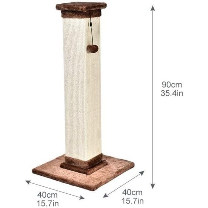 Amazon Basics Високий дряпак для котів, великий, 40x40x90 см, коричневий килим, преміум-якість