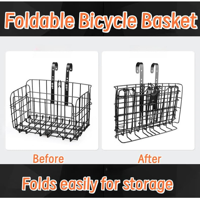 Складаний велосипедний кошик - навісний багажник для велосипеда, чорний, вантажопідйомність 25 кг