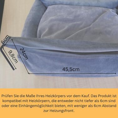 Килимок для котів на радіатор PataGrande, сірий, з м'яким подушками, машинного прання