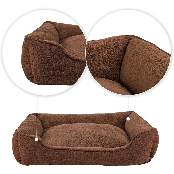 М'яке ліжко для собак та котів Lionto знімний чохол, 110x80 см, коричневе, з антиковзким дном