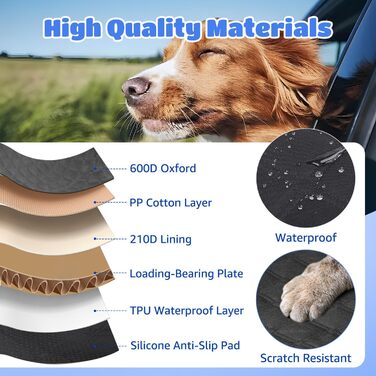 Автоматичний килимок для собак Nobleza з жорсткою основою, 164x131 см, чорний. Захист заднього сидіння авто, вологостійкий, антиковзкий, універсальний розмір