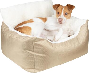 Підвищення для собак у машину, вантажівку, SUV. З м'яким плюшевим килимком та високими бортиками. Зміцнені ремені безпеки. Чорний. 53x50x35 см