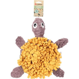 Килимок-іграшка для цуценят Flamingo Morgano Schildkröte (черепаха) Охряний & Тауп, 38x39x6,5 см - з антиковзким покриттям, дзвоником та шурхотом, для сухого корму та ласощів