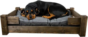 Собачий лежак Kistenkolli Winston XL з дерева (палісандр) з подушкою, 100x60x25 см