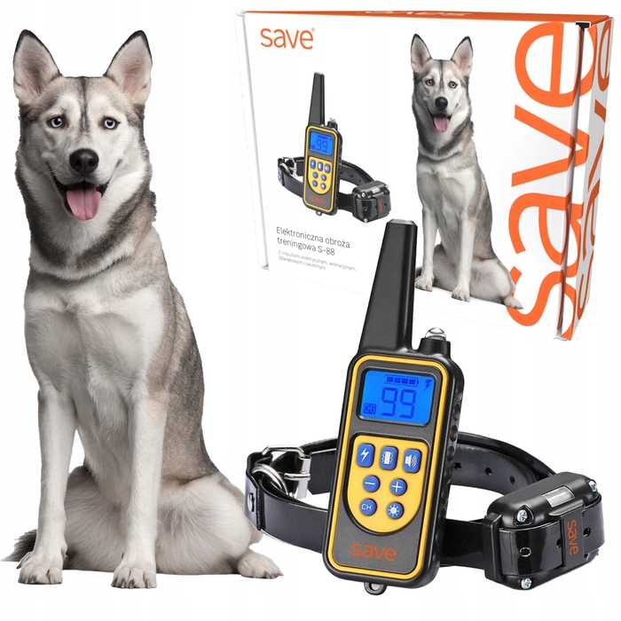 Електричний тренувальний нашийник для собак Save, чорна шкіра, розмір L/XL