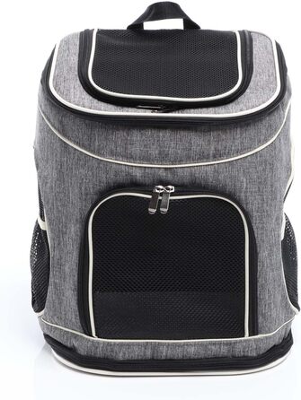 Рюкзак для собак та котів Fudajo: 32x27x40 см, до 6 кг, чорно-сірий, для подорожей