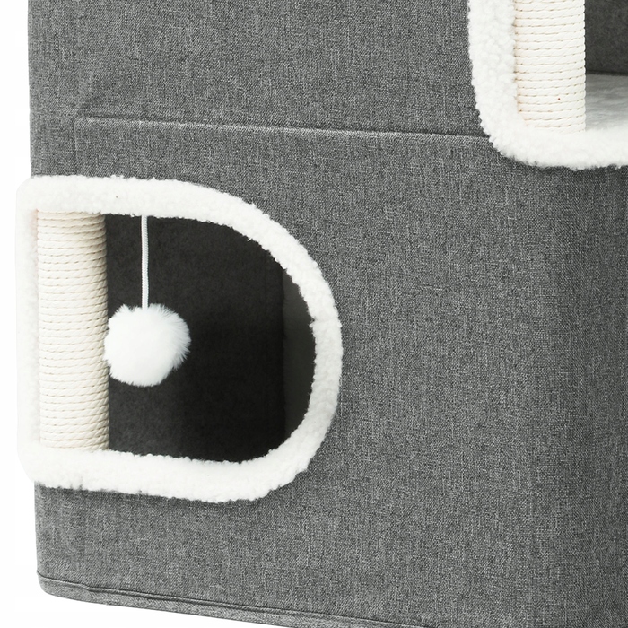 Будиночок для котів (35*45*63 см) — двоповерхове тепле ліжечко на зиму