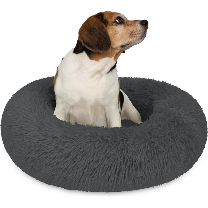 Кругле ліжко для собак Normani - ергономічне, з високим бортиком, 80 см x 80 см x 24 см, колір антрацит