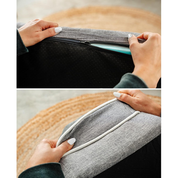 Ортопедичне ліжко для собак Lionto з піднятим бортиком, 89x63x17 см, міцне собаче ліжко з м'яким фланелевим наповнювачем, знімний та пральний чохол, неслизьке, для маленьких та великих собак та котів, сіре (з іменним нанесенням)