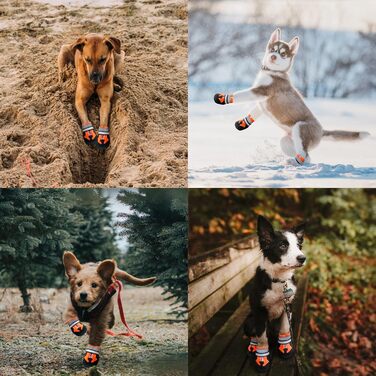 Водонепроникні чоботи для собак, 4 шт. Антиковзкі чоботи для собак з відбиваючим ремінцем, дощовики для собак, захист лап для малих, середніх та великих собак (S, Помаранчевий)