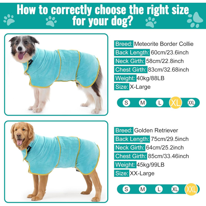 Рушник для собак Hezzuv: ультрапоглинаючий, з мікрофібри, для сушіння після снігу, для цуценят та дорослих, блакитний (S)