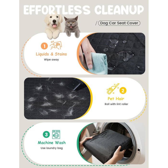 Захист для заднього сидіння авто Lamicall: водонепроникний килимок для собак, міцний, до 195 кг, для легкових автомобілів та SUV