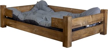 Собачий лежак Kistenkolli Winston XL з дерева (палісандр) з подушкою, 100x60x25 см